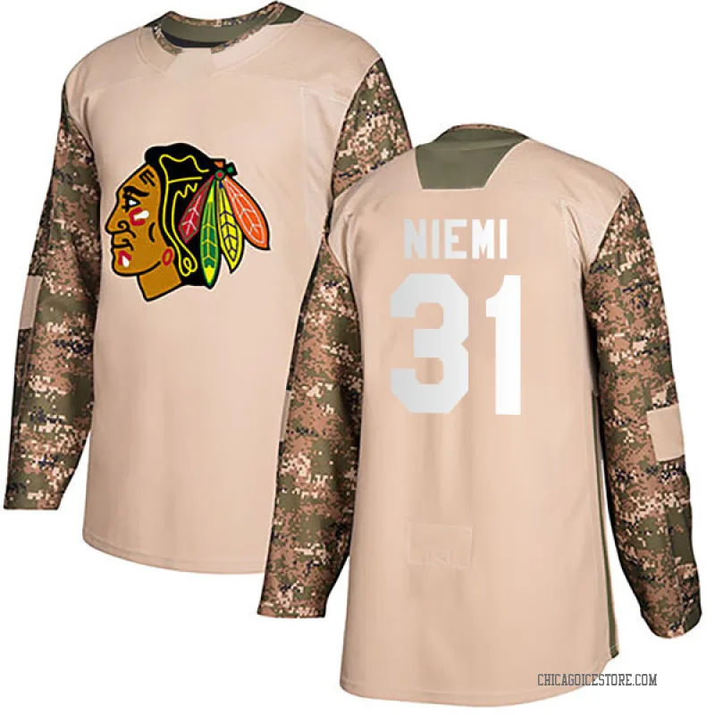 Black Men's Antti Niemi Chicago Blackhawks Authentic Camo Veterans Day Practice Jersey