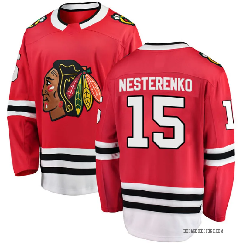 Black Men's Eric Nesterenko Chicago Blackhawks Breakaway Red Home Jersey