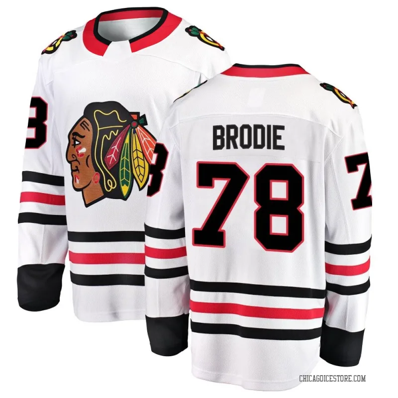White Men's TJ Brodie Chicago Blackhawks Breakaway Away Jersey